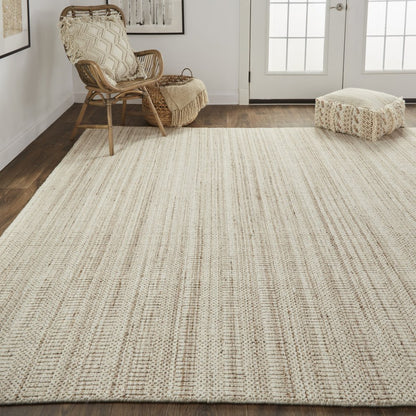 5' X 8' Brown And Taupe Wool Hand Woven Stain Resistant Area Rug