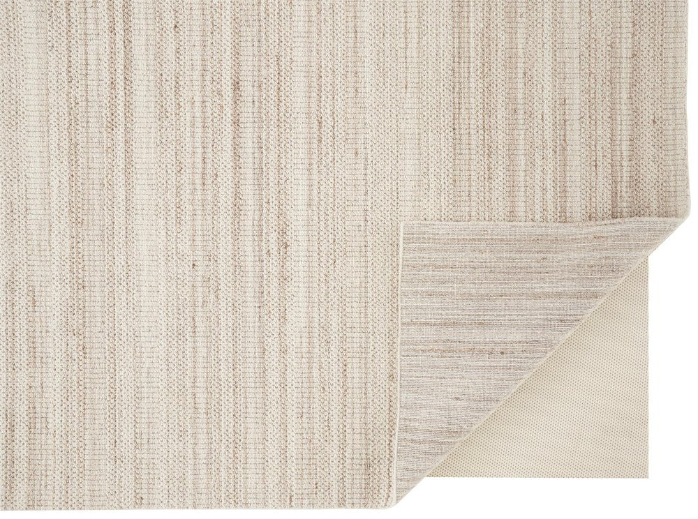 5' X 8' Brown And Taupe Wool Hand Woven Stain Resistant Area Rug