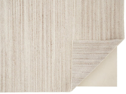 5' X 8' Brown And Taupe Wool Hand Woven Stain Resistant Area Rug