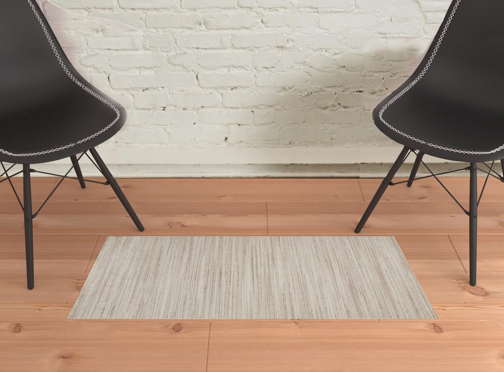 8' X 10' Taupe And Gray Wool Hand Woven Area Rug