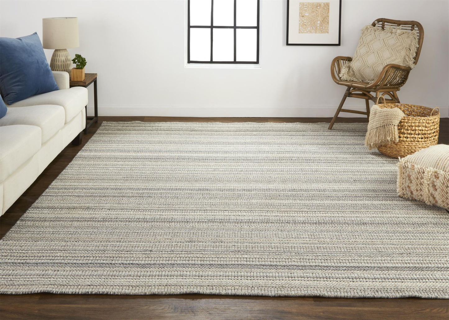 5' X 8' Ivory Wool Hand Woven Stain Resistant Area Rug