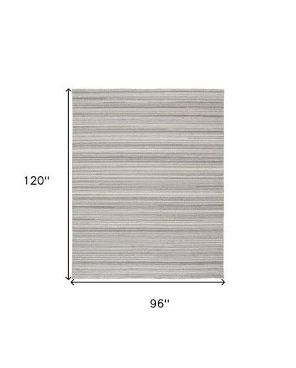 8' X 10' Taupe And Gray Wool Hand Woven Area Rug