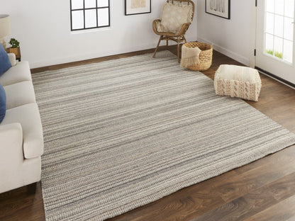 8' X 10' Taupe And Gray Wool Hand Woven Area Rug