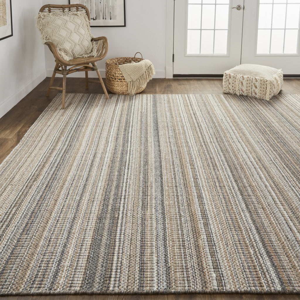 5' X 8' Ivory Wool Hand Woven Stain Resistant Area Rug