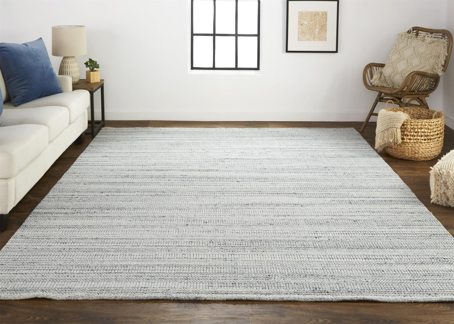 5' X 8' Ivory Wool Hand Woven Stain Resistant Area Rug