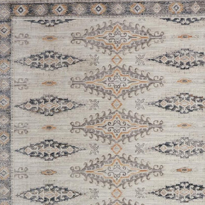 4' X 6' Ivory Black And Gray Oriental Area Rug