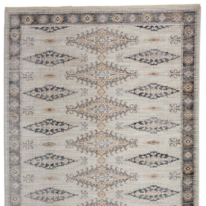 4' X 6' Ivory Black And Gray Oriental Area Rug
