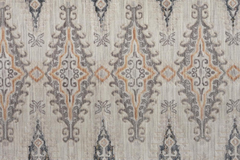 4' X 6' Ivory Black And Gray Oriental Area Rug