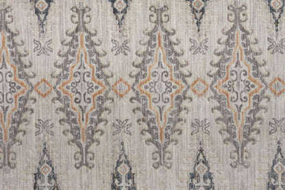 4' X 6' Ivory Black And Gray Oriental Area Rug