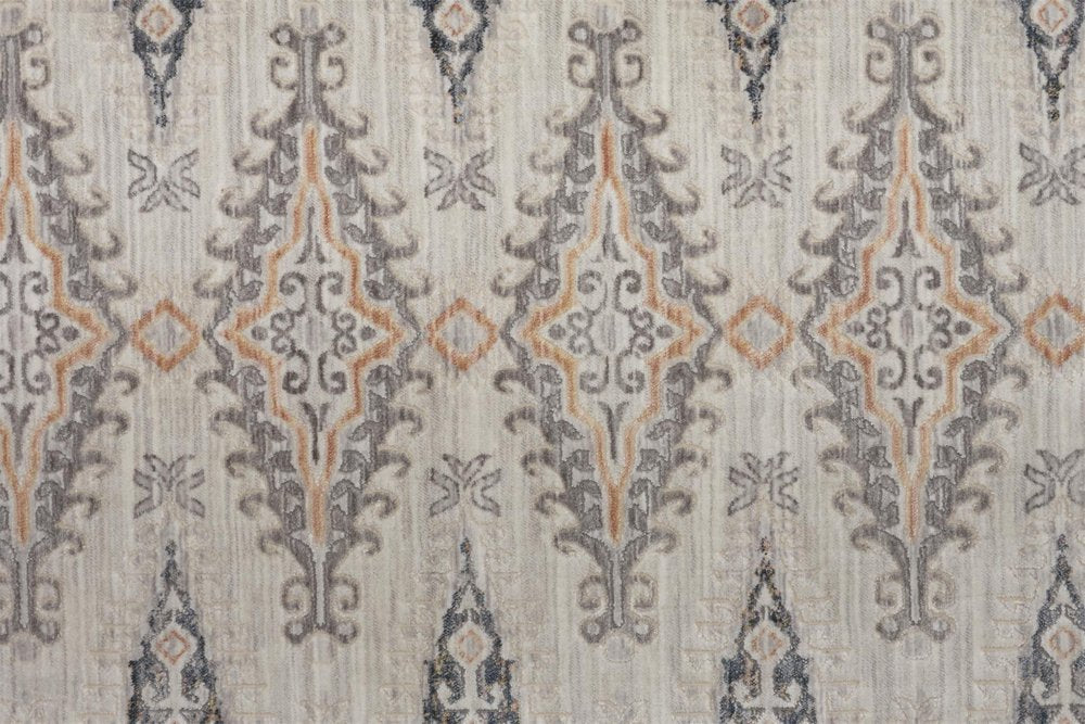 4' X 6' Ivory Black And Gray Oriental Area Rug