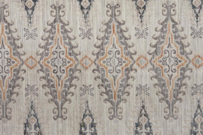 4' X 6' Ivory Black And Gray Oriental Area Rug