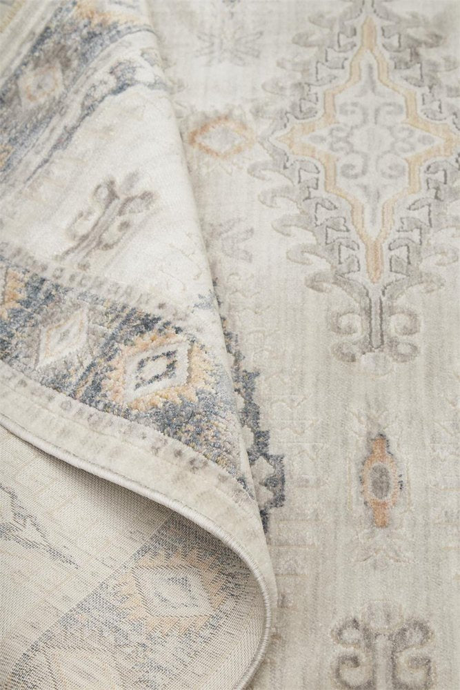 4' X 6' Ivory Black And Gray Oriental Area Rug