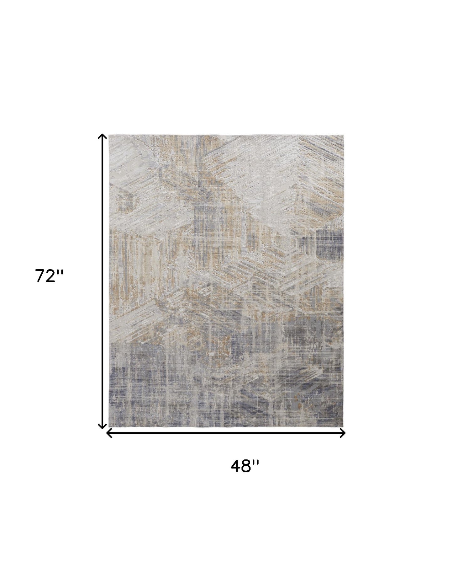 5' X 8' Tan Ivory And Gray Abstract Power Loom Distressed Area Rug