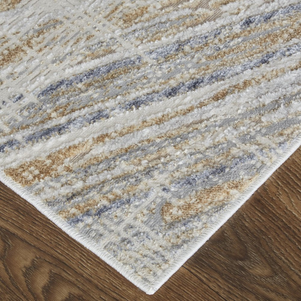 8' X 10' Ivory Gray And Tan Abstract Distressed Area Rug