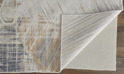 4' X 6' Ivory Gray And Tan Abstract Distressed Area Rug