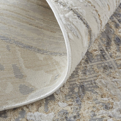4' X 6' Ivory Gray And Tan Abstract Distressed Area Rug