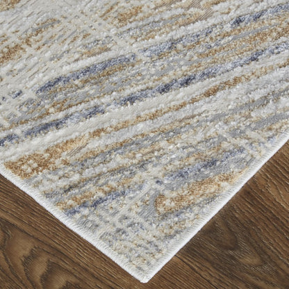 4' X 6' Ivory Gray And Tan Abstract Distressed Area Rug