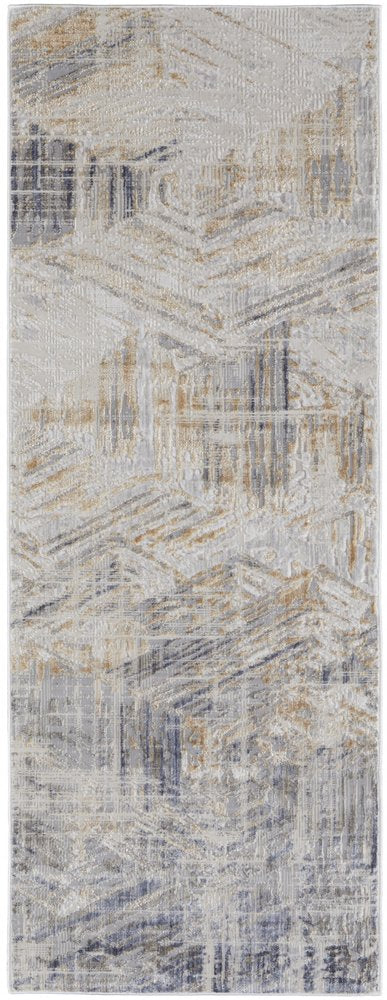 8' X 10' Ivory Gray And Tan Abstract Distressed Area Rug