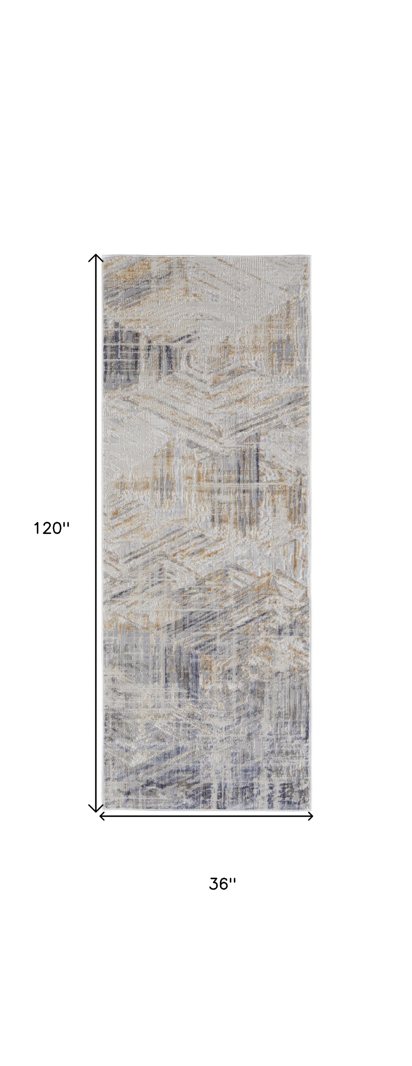 5' X 8' Tan Ivory And Gray Abstract Power Loom Distressed Area Rug