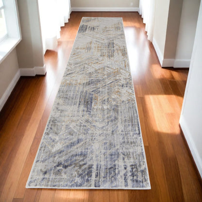 8' X 10' Ivory Gray And Tan Abstract Distressed Area Rug