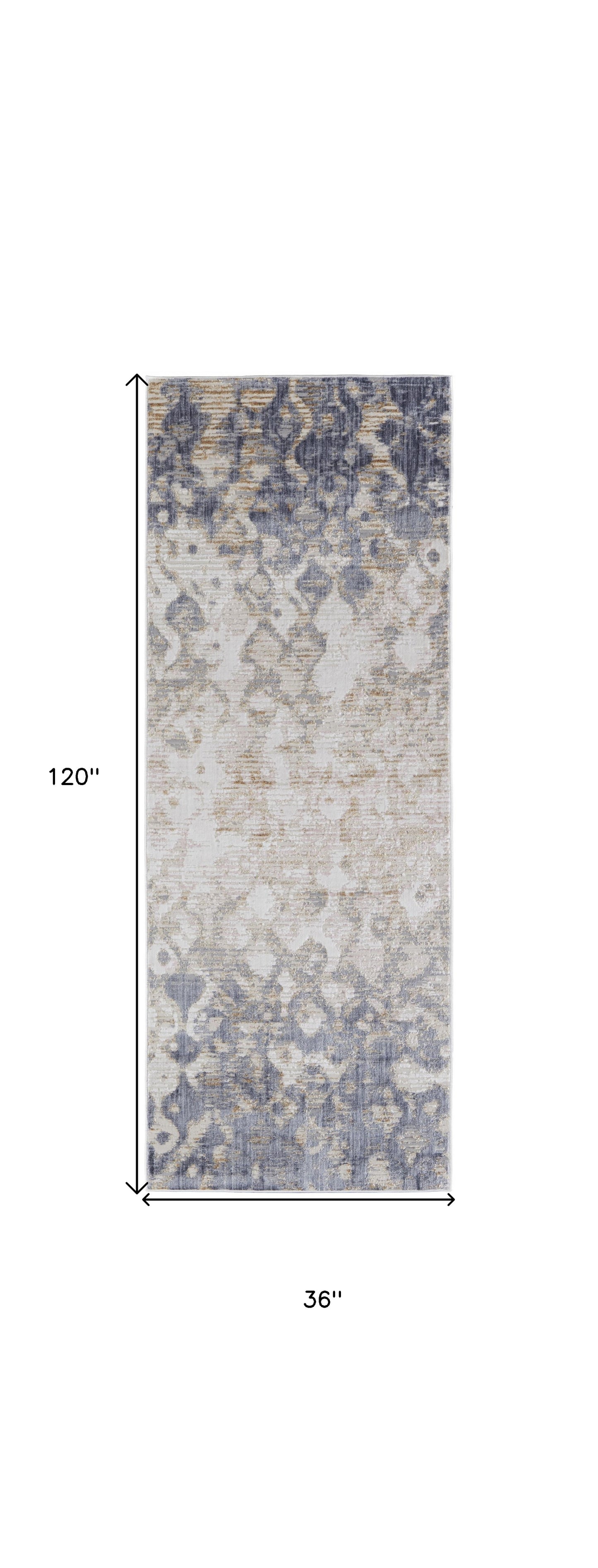 5' X 8' Tan Ivory And Blue Abstract Power Loom Distressed Area Rug