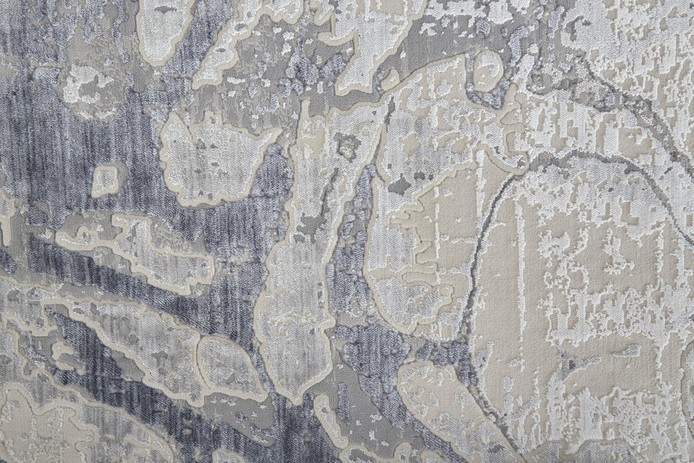 4' X 6' Tan Blue And Beige Abstract Distressed Area Rug