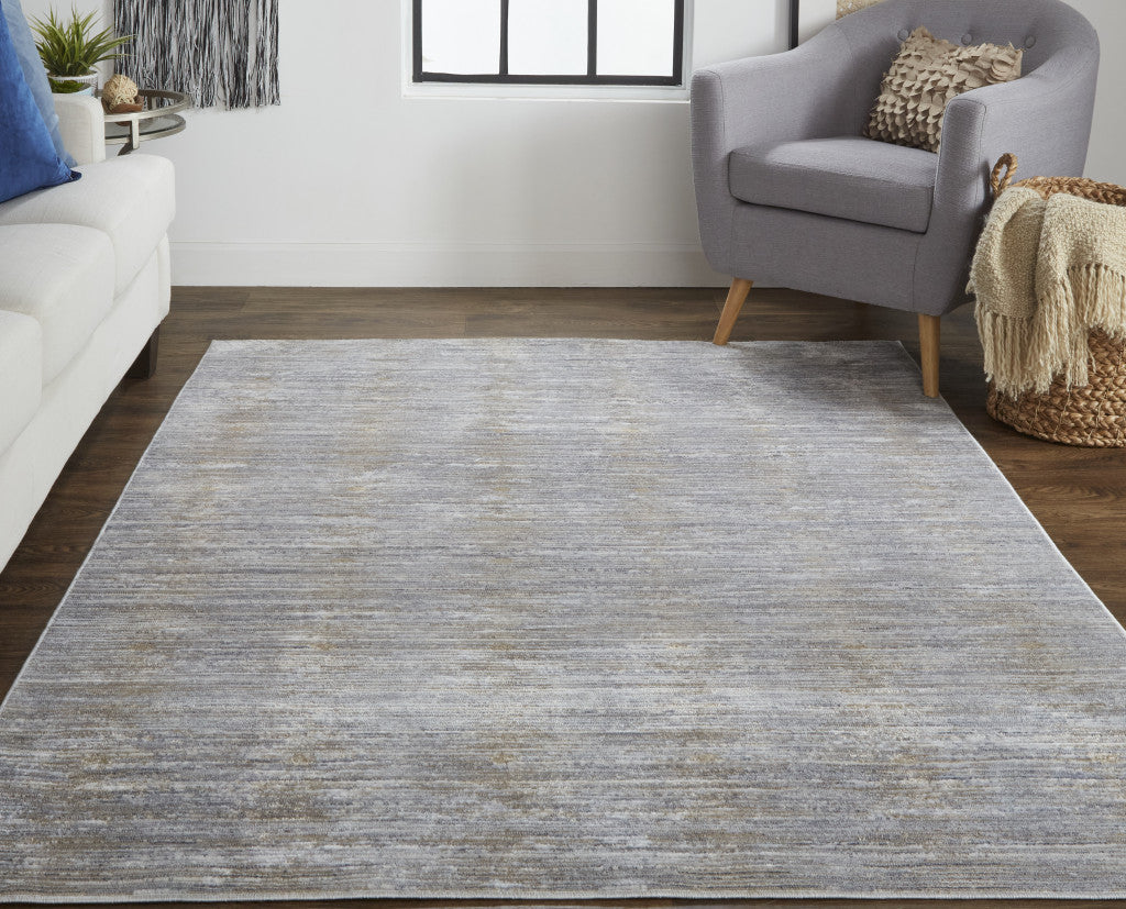 4' X 6' Taupe Silver And Tan Abstract Power Loom Area Rug