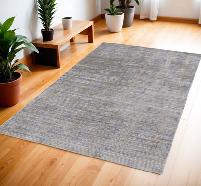 8' Taupe Silver And Tan Abstract Runner Rug