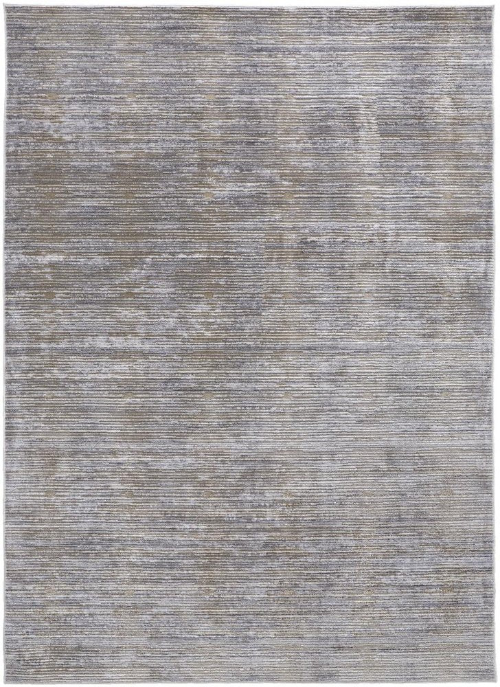 8' Taupe Silver And Tan Abstract Runner Rug