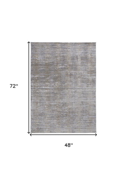 8' Taupe Silver And Tan Abstract Runner Rug