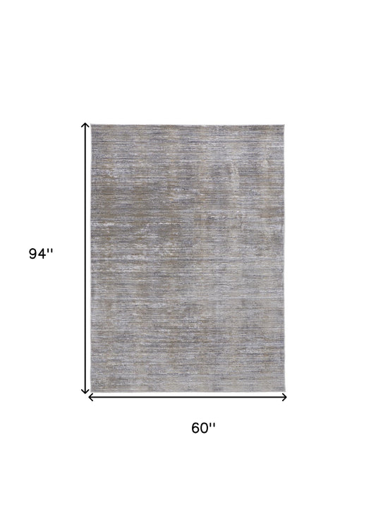 8' X 10' Taupe Silver and Tan Abstract Power Loom Non Skid Area Rug