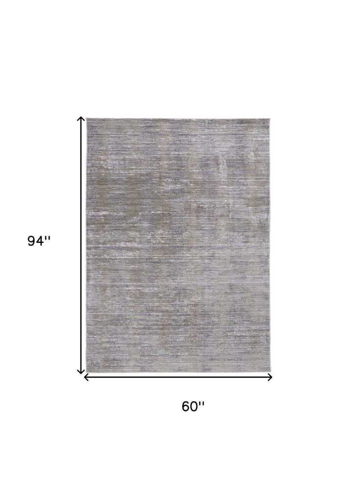 8' Taupe Silver And Tan Abstract Runner Rug