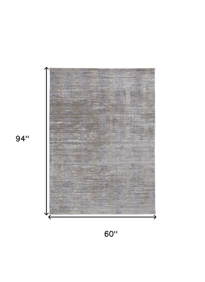 8' Taupe Silver And Tan Abstract Runner Rug