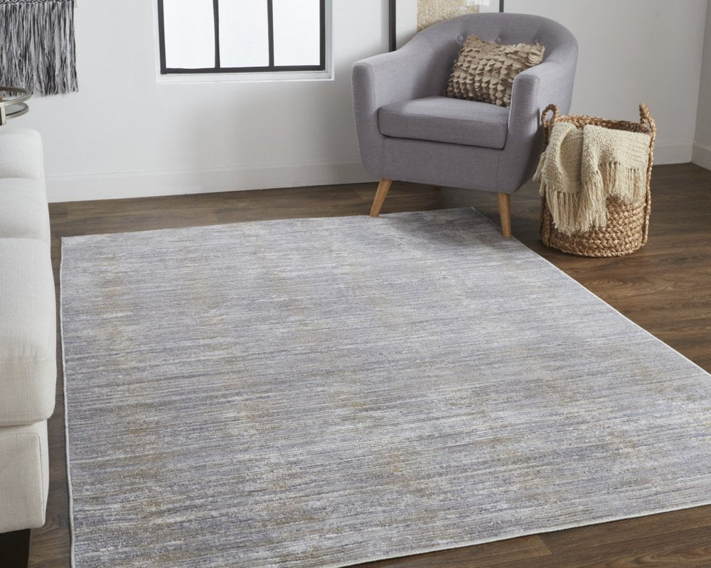 8' X 10' Taupe Silver and Tan Abstract Power Loom Non Skid Area Rug