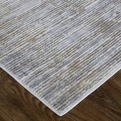 8' Taupe Silver And Tan Abstract Runner Rug