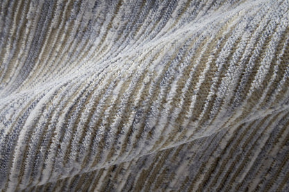 8' X 10' Taupe Silver and Tan Abstract Power Loom Non Skid Area Rug