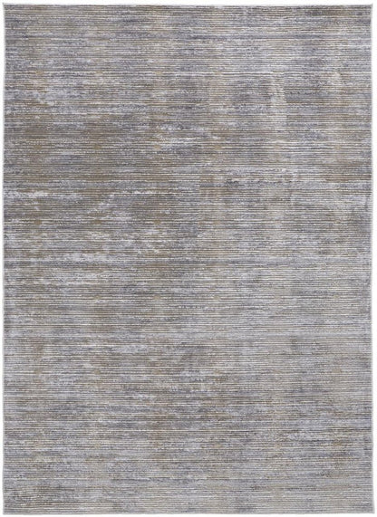 8' Taupe Silver And Tan Abstract Runner Rug
