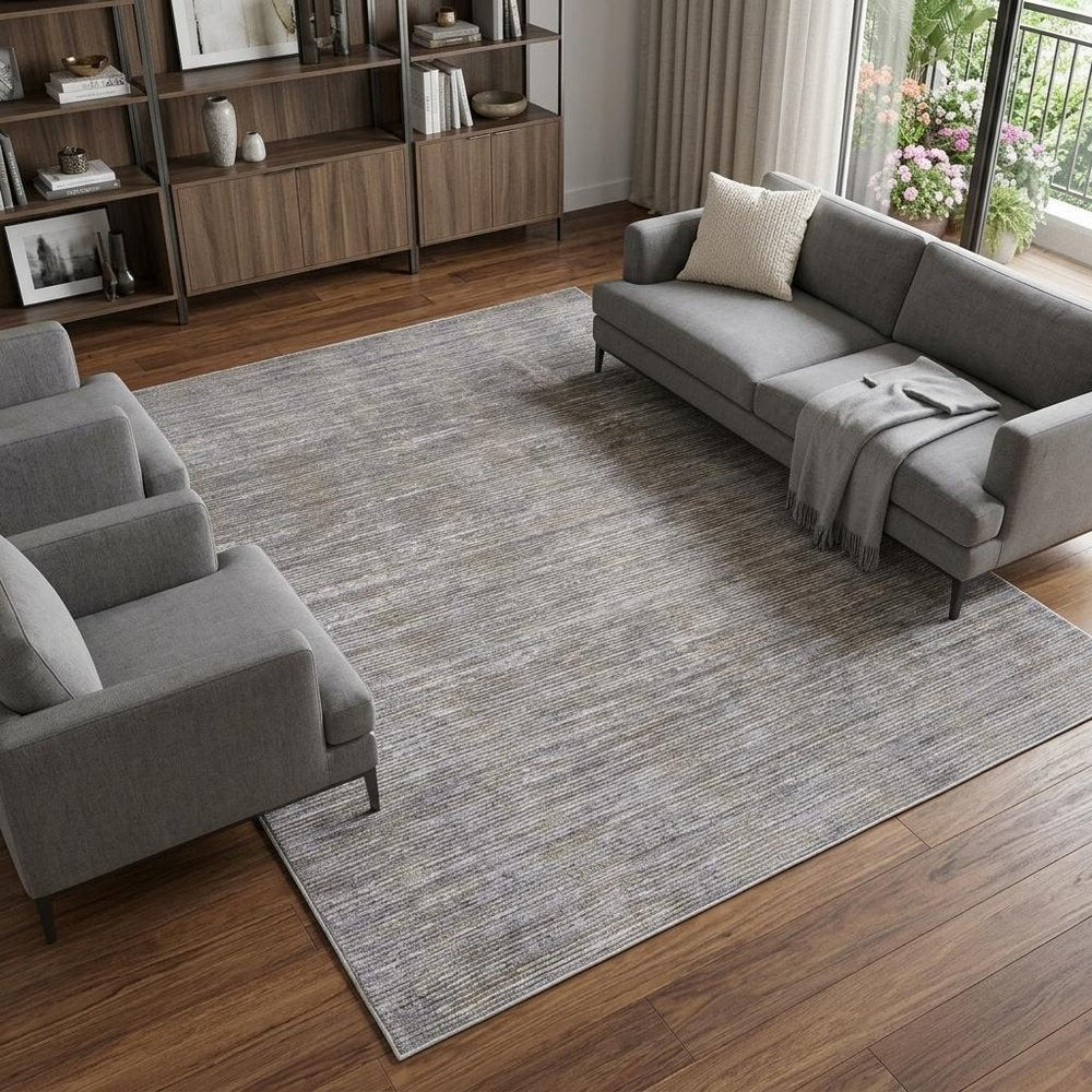 4' X 6' Taupe Silver And Tan Abstract Power Loom Area Rug