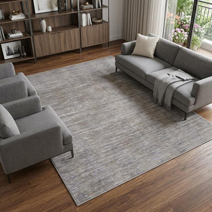 4' X 6' Taupe Silver And Tan Abstract Power Loom Area Rug