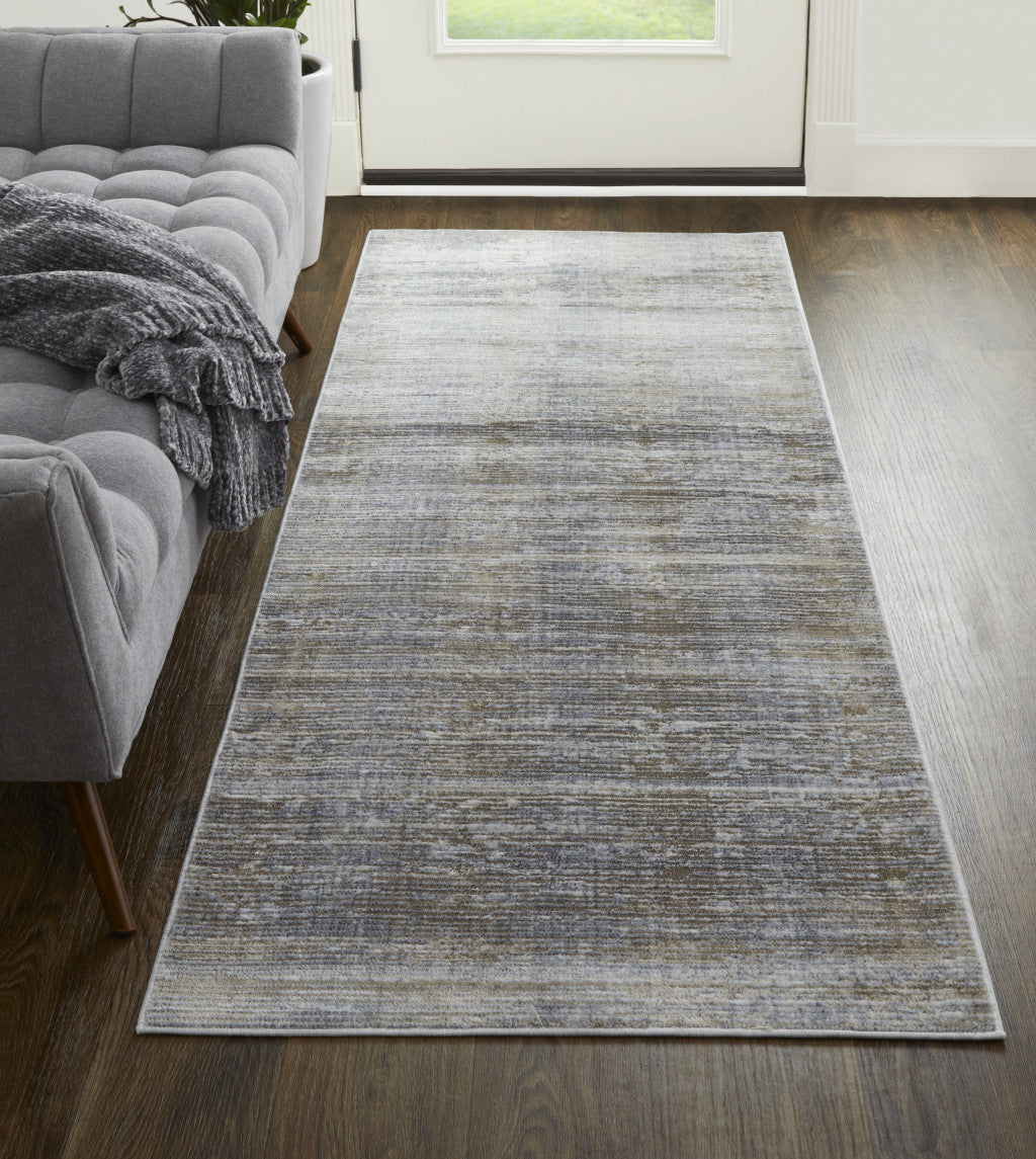 4' X 6' Taupe Silver And Tan Abstract Power Loom Area Rug