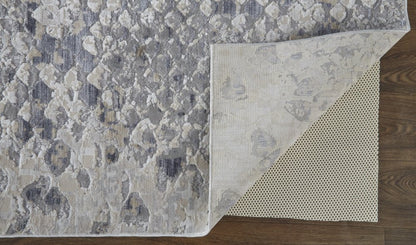 4' X 6' Gray Silver And Blue Geometric Distressed Area Rug