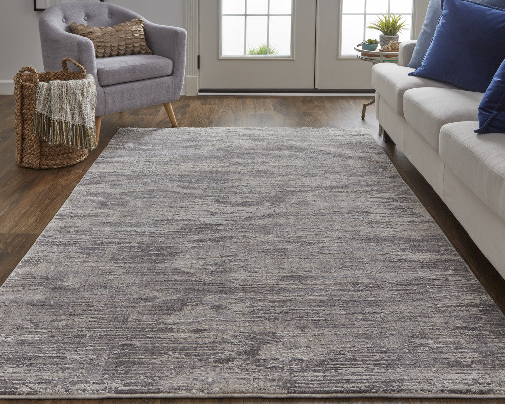 8' X 10' Tan and Gray Abstract Power Loom Distressed Area Rug