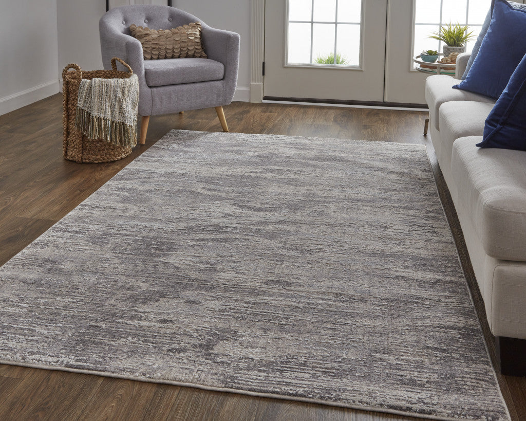 8' X 10' Tan and Gray Abstract Power Loom Distressed Area Rug