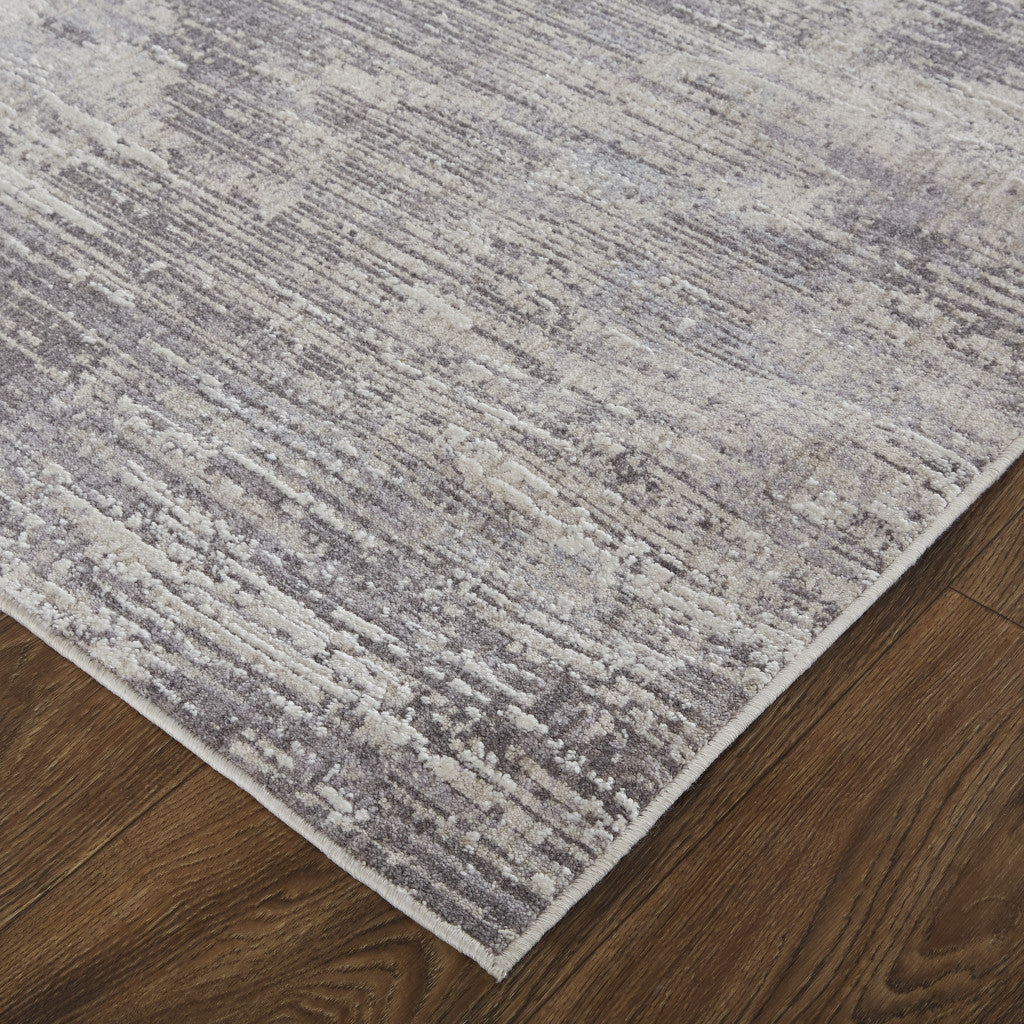8' X 10' Taupe Tan And Orange Abstract Power Loom Distressed Stain Resistant Area Rug