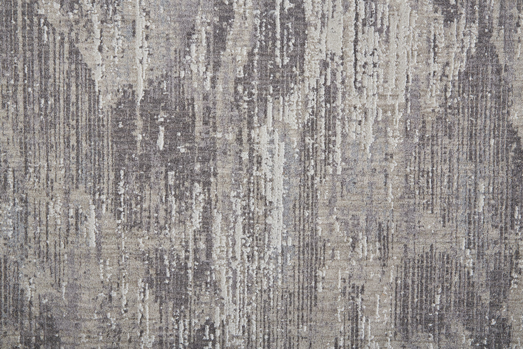 8' X 10' Tan and Gray Abstract Power Loom Distressed Area Rug