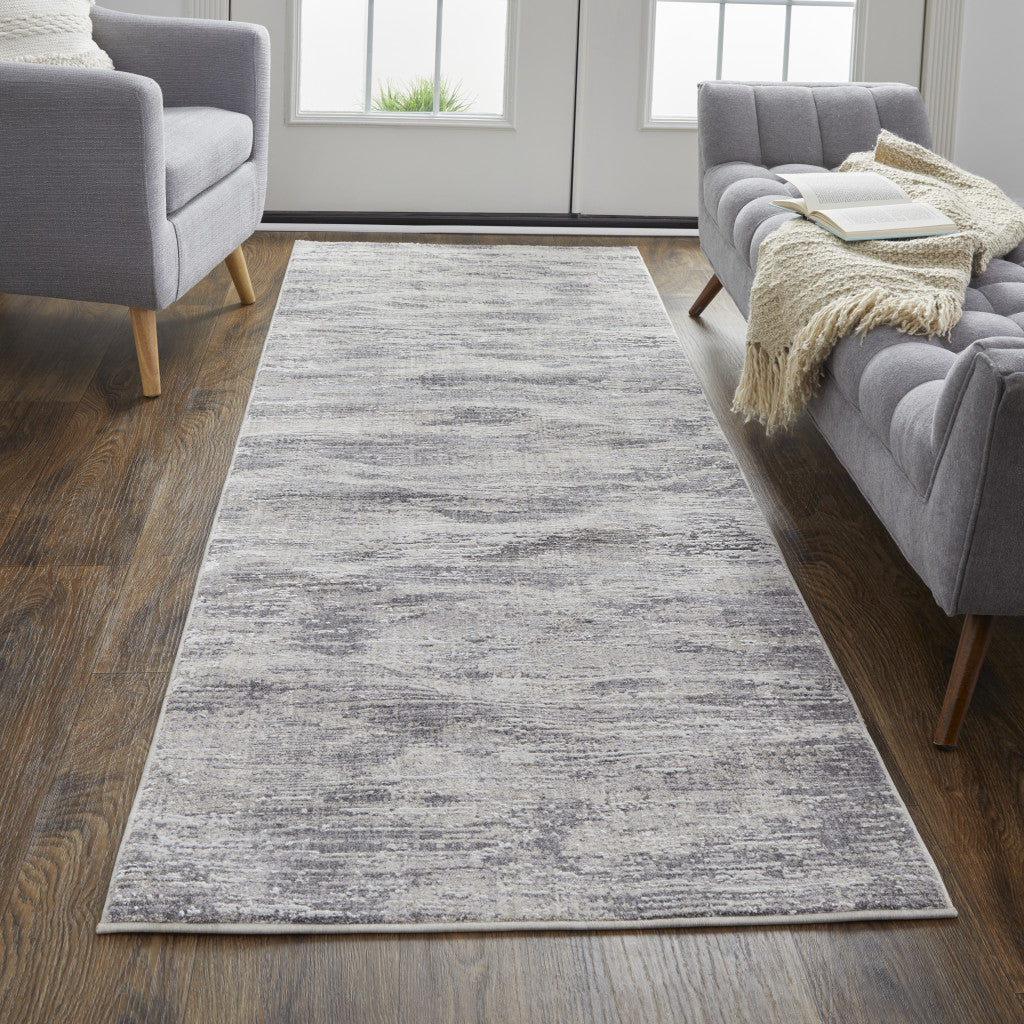 8' X 10' Taupe Tan And Orange Abstract Power Loom Distressed Stain Resistant Area Rug