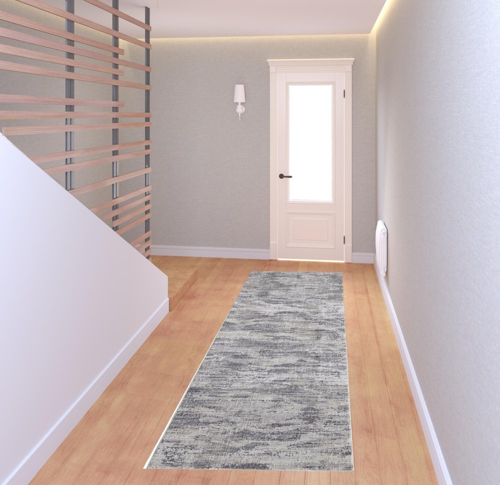 5' X 8' Tan And Gray Abstract Distressed Area Rug