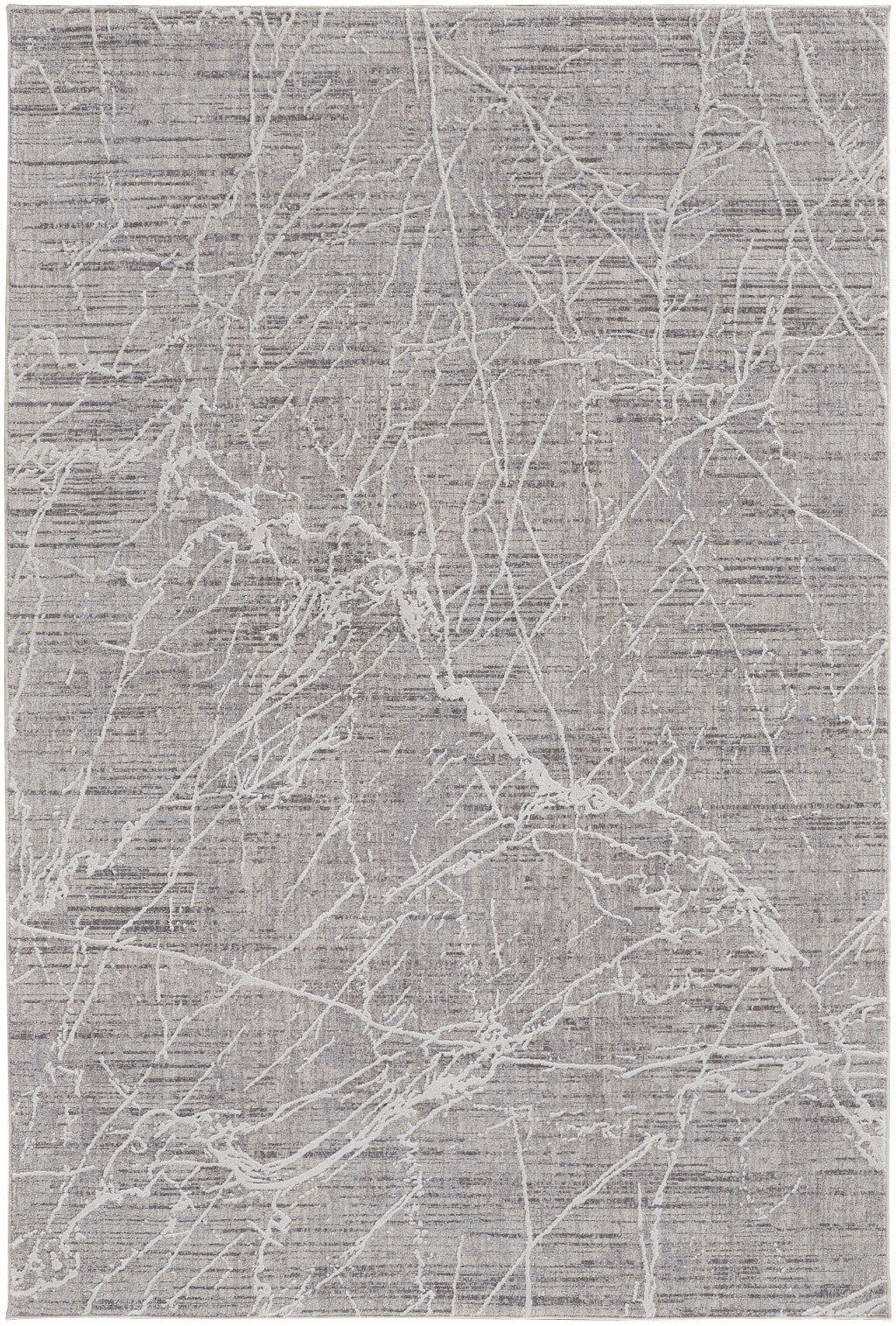 4' X 6' Taupe And Gray Abstract Power Loom Distressed Stain Resistant Area Rug