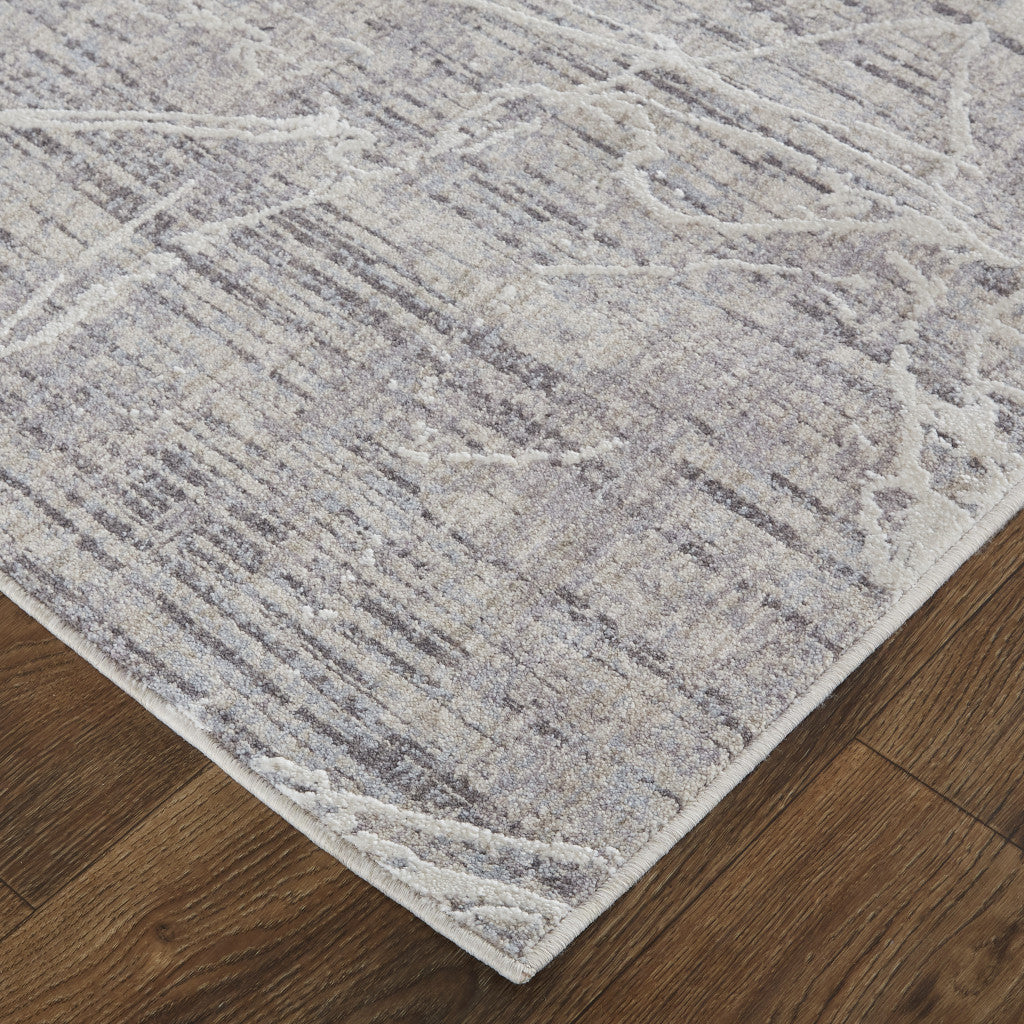 4' X 6' Taupe And Gray Abstract Power Loom Distressed Stain Resistant Area Rug