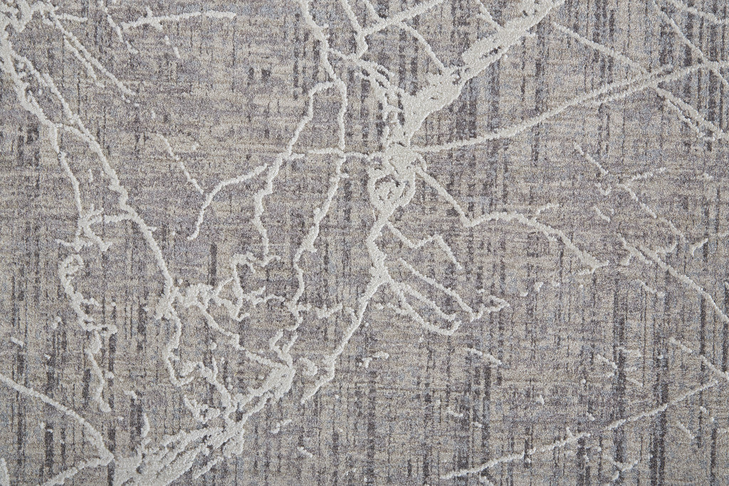 9' X 12' Taupe And Gray Abstract Power Loom Distressed Stain Resistant Area Rug